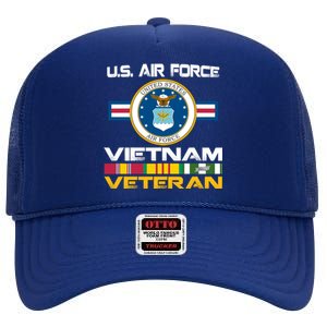 Vietnam Veteran USA Flag Vietnam Vet Flag High Crown Mesh Back Trucker Hat