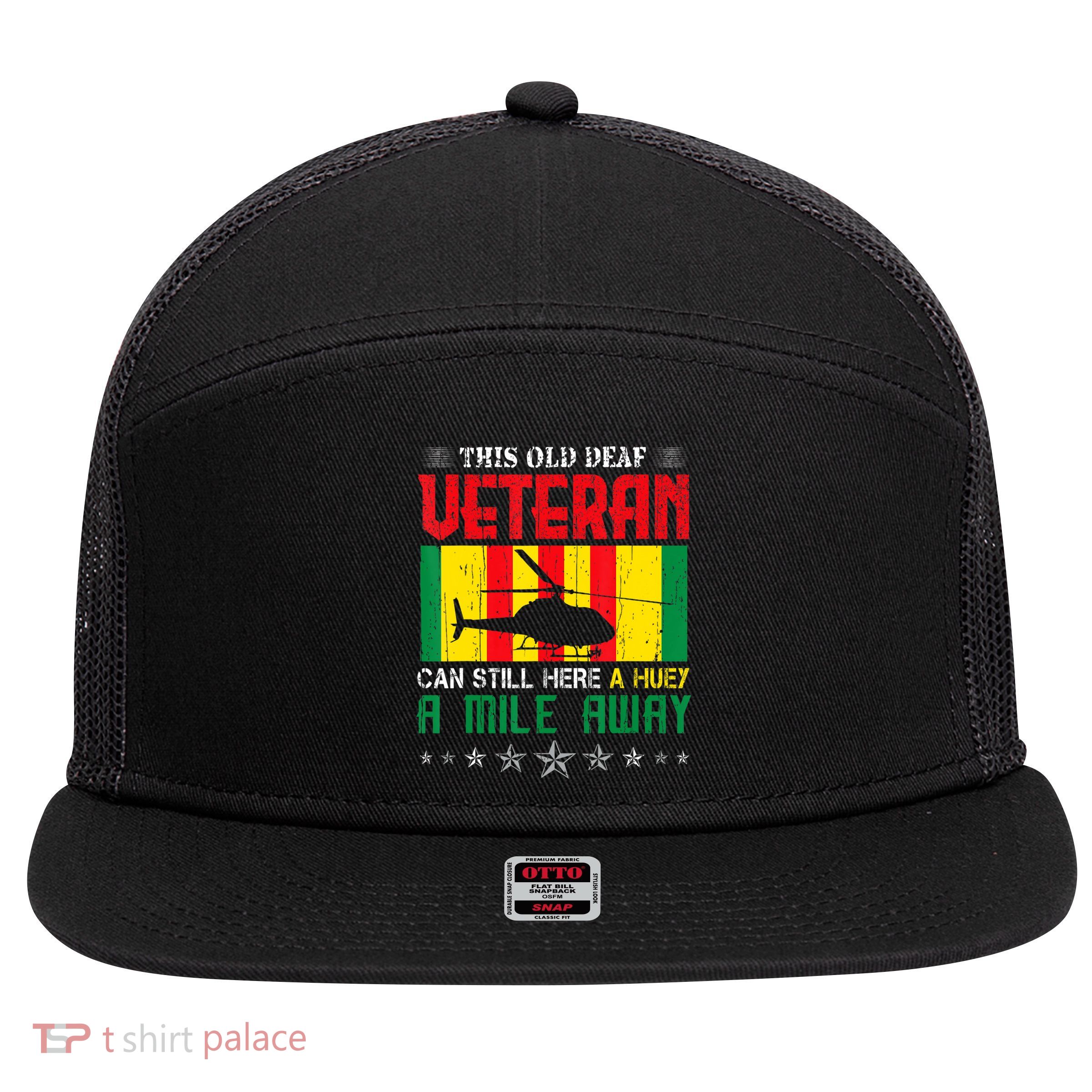 Vietnam Veteran Uh1 Huey Helicopter 7 Panel Mesh Trucker Snapback Hat