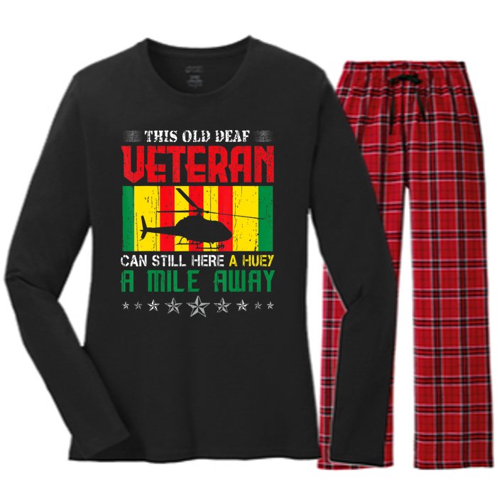 Vietnam Veteran Uh1 Huey Helicopter Women's Long Sleeve Flannel Pajama Set 