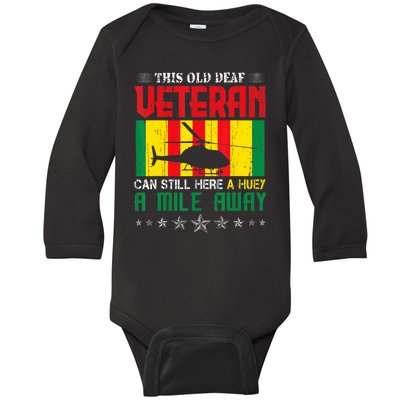 Vietnam Veteran Uh1 Huey Helicopter Baby Long Sleeve Bodysuit