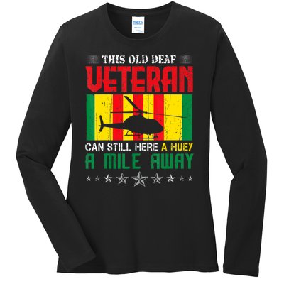 Vietnam Veteran Uh1 Huey Helicopter Ladies Long Sleeve Shirt