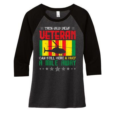 Vietnam Veteran Uh1 Huey Helicopter Women's Tri-Blend 3/4-Sleeve Raglan Shirt