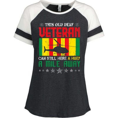 Vietnam Veteran Uh1 Huey Helicopter Enza Ladies Jersey Colorblock Tee