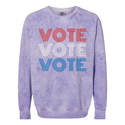 Vote Vote Vote Red White Blue Retro Election Simple Design Colorblast Crewneck Sweatshirt