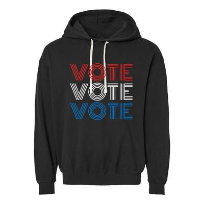 Vote Vote Vote Red White Blue Retro Election Simple Design Garment-Dyed Fleece Hoodie