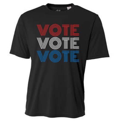 Vote Vote Vote Red White Blue Retro Election Simple Design Cooling Performance Crew T-Shirt