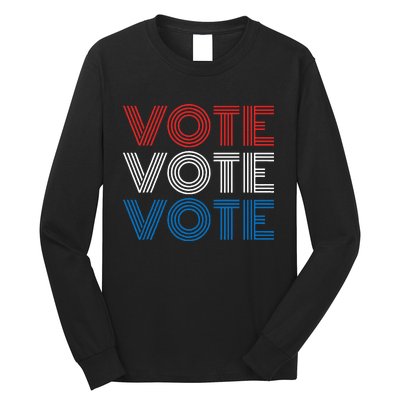 Vote Vote Vote Red White Blue Retro Election Simple Design Long Sleeve Shirt