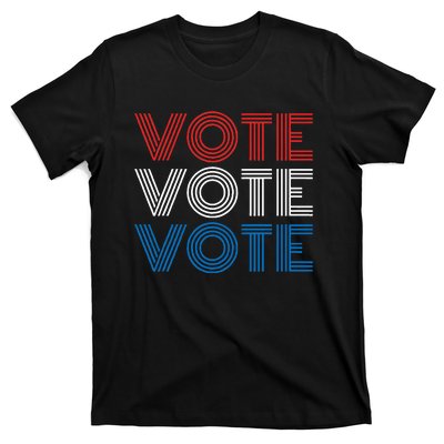 Vote Vote Vote Red White Blue Retro Election Simple Design T-Shirt