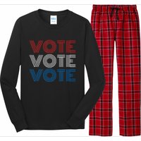 Vote Vote Vote Red White Blue Retro Election Simple Design Long Sleeve Pajama Set