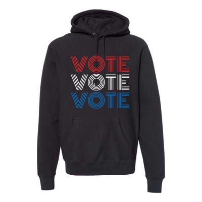 Vote Vote Vote Red White Blue Retro Election Simple Design Premium Hoodie