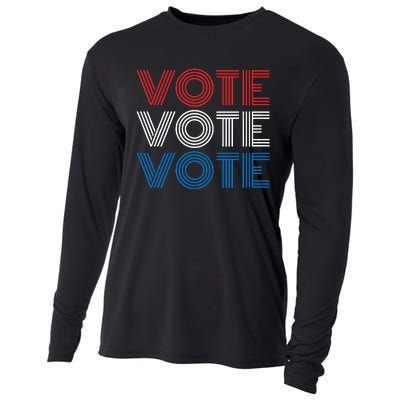 Vote Vote Vote Red White Blue Retro Election Simple Design Cooling Performance Long Sleeve Crew