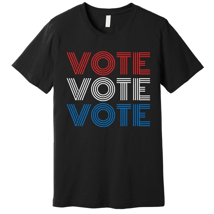 Vote Vote Vote Red White Blue Retro Election Simple Design Premium T-Shirt