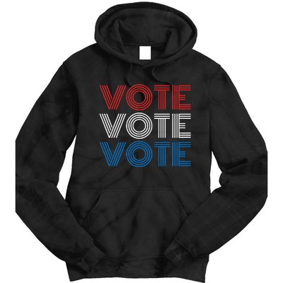 Vote Vote Vote Red White Blue Retro Election Simple Design Tie Dye Hoodie