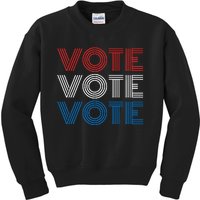 Vote Vote Vote Red White Blue Retro Election Simple Design Kids Sweatshirt