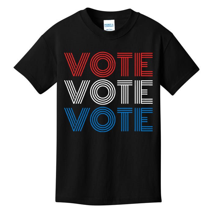 Vote Vote Vote Red White Blue Retro Election Simple Design Kids T-Shirt