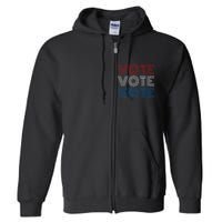 Vote Vote Vote Red White Blue Retro Election Simple Design Full Zip Hoodie