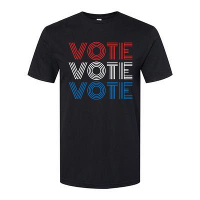 Vote Vote Vote Red White Blue Retro Election Simple Design Softstyle® CVC T-Shirt