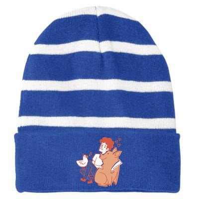 Vegan Veganism Vegetarian Gift Striped Beanie with Solid Band