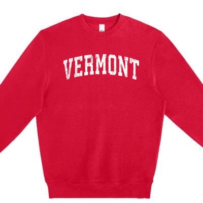 Vermont Vintage Varsity Sports Text Premium Crewneck Sweatshirt