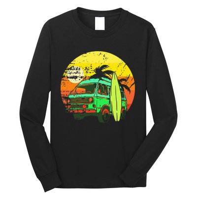 Vintage Van Van Life Distressed Sunset Retro Van Long Sleeve Shirt