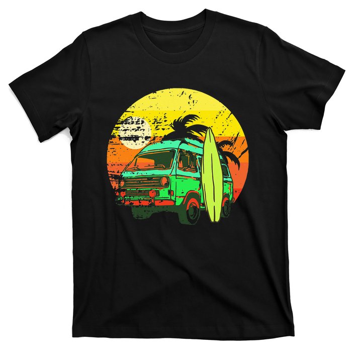 Vintage Van Van Life Distressed Sunset Retro Van T-Shirt