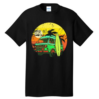 Vintage Van Van Life Distressed Sunset Retro Van Tall T-Shirt