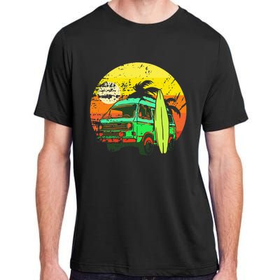 Vintage Van Van Life Distressed Sunset Retro Van Adult ChromaSoft Performance T-Shirt