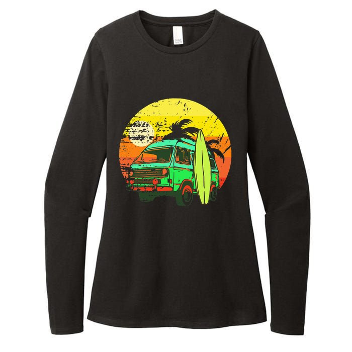 Vintage Van Van Life Distressed Sunset Retro Van Womens CVC Long Sleeve Shirt