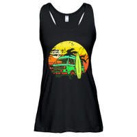 Vintage Van Van Life Distressed Sunset Retro Van Ladies Essential Flowy Tank