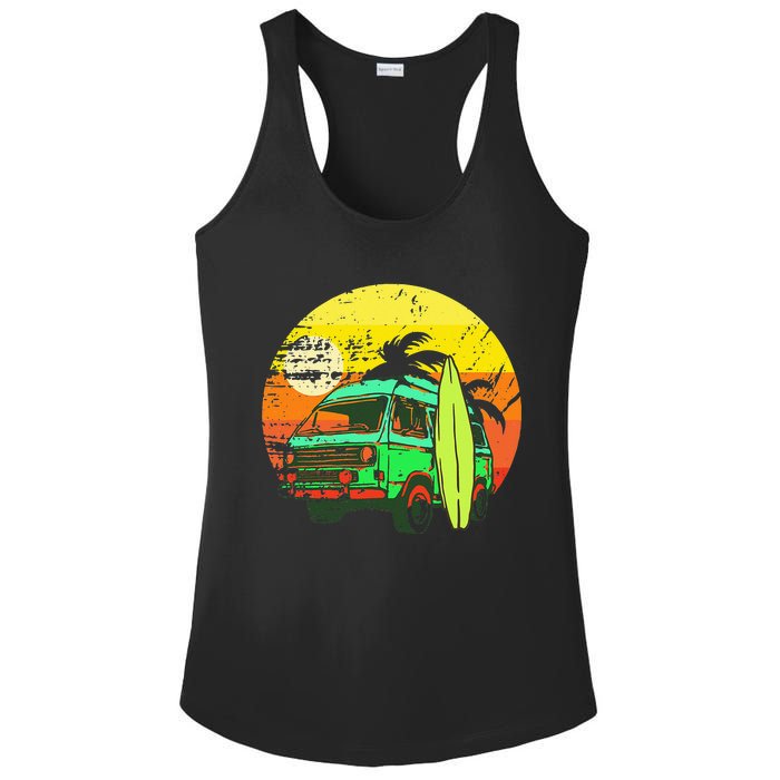 Vintage Van Van Life Distressed Sunset Retro Van Ladies PosiCharge Competitor Racerback Tank