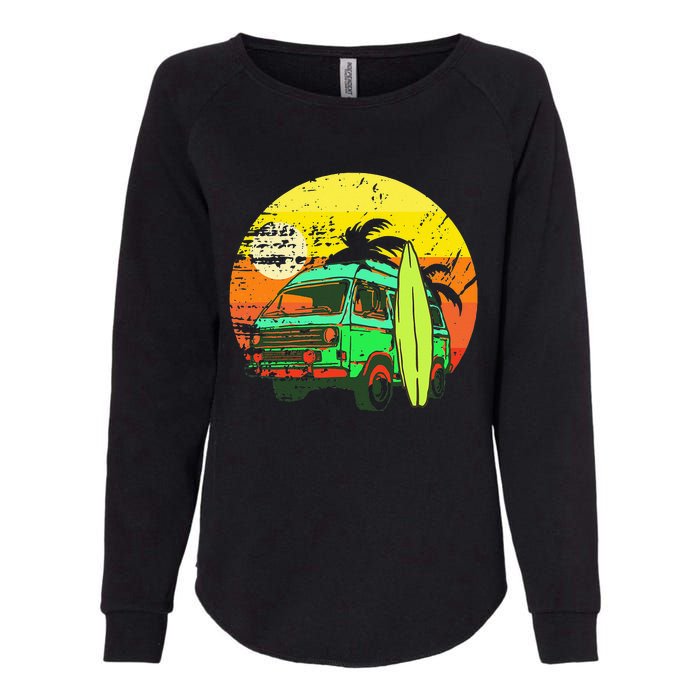 Vintage Van Van Life Distressed Sunset Retro Van Womens California Wash Sweatshirt