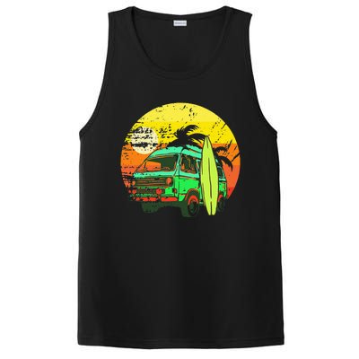 Vintage Van Van Life Distressed Sunset Retro Van PosiCharge Competitor Tank