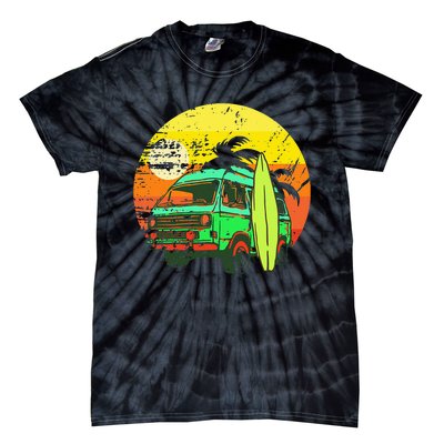 Vintage Van Van Life Distressed Sunset Retro Van Tie-Dye T-Shirt