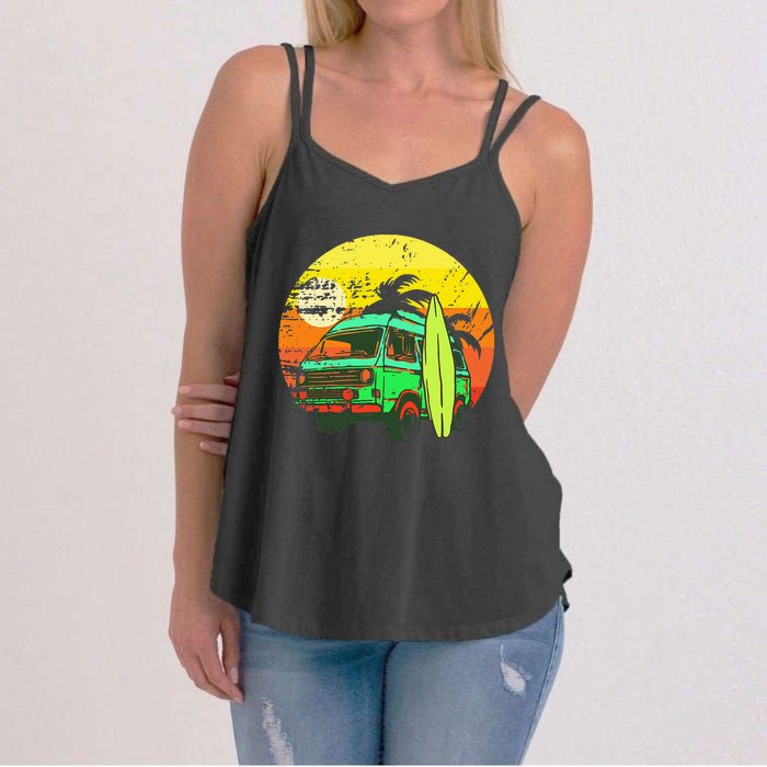 Vintage Van Van Life Distressed Sunset Retro Van Women's Strappy Tank