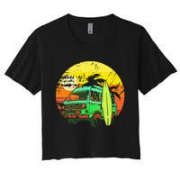 Vintage Van Van Life Distressed Sunset Retro Van Women's Crop Top Tee