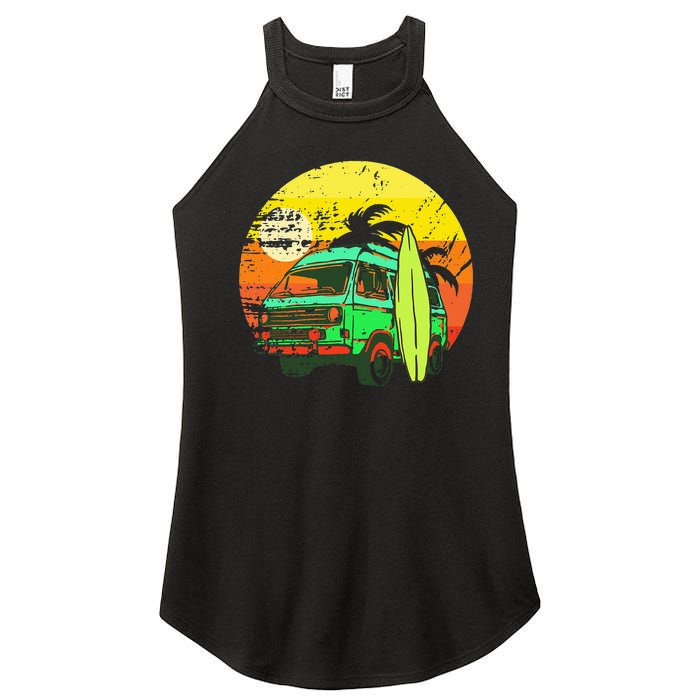 Vintage Van Van Life Distressed Sunset Retro Van Women's Perfect Tri Rocker Tank