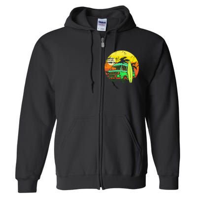 Vintage Van Van Life Distressed Sunset Retro Van Full Zip Hoodie