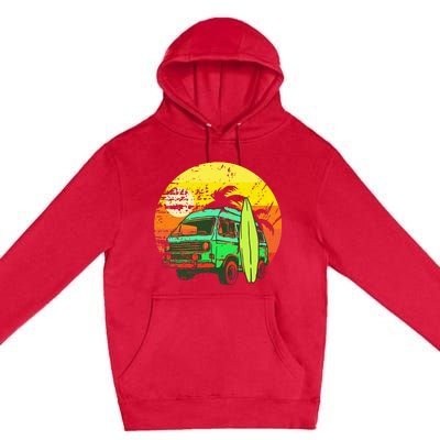 Vintage Van Van Life Distressed Sunset Retro Van Premium Pullover Hoodie