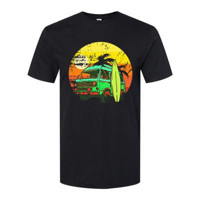 Vintage Van Van Life Distressed Sunset Retro Van Softstyle CVC T-Shirt