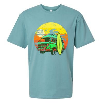 Vintage Van Van Life Distressed Sunset Retro Van Sueded Cloud Jersey T-Shirt