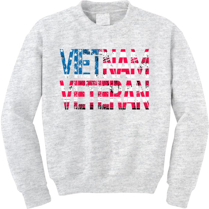 Vietnam Veteran Vintage Us Flag Vietnam Vets Gift Kids Sweatshirt