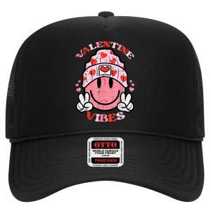 Valentine Vibes Valentines Day Retro High Crown Mesh Back Trucker Hat