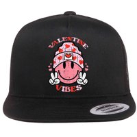 Valentine Vibes Valentines Day Retro Flat Bill Trucker Hat