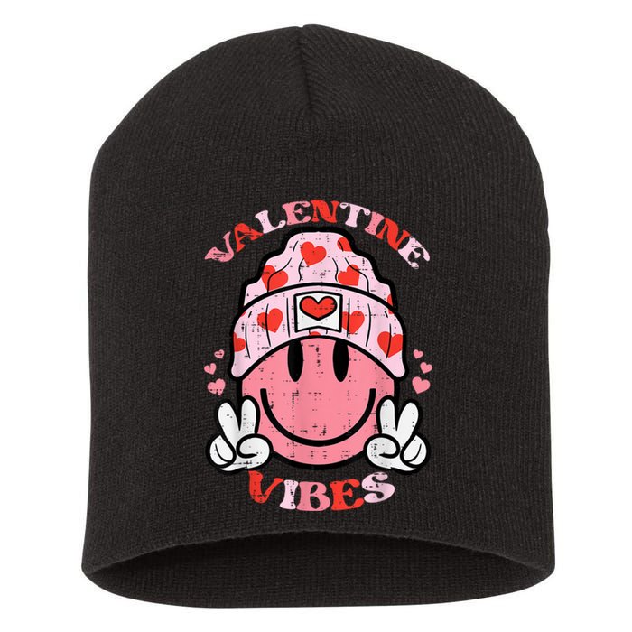 Valentine Vibes Valentines Day Retro Short Acrylic Beanie