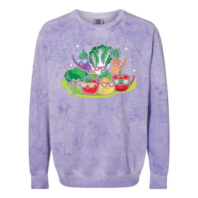 Veggie Vegetables Vegan Vegetarian Funny Veggies Sunglasses Colorblast Crewneck Sweatshirt