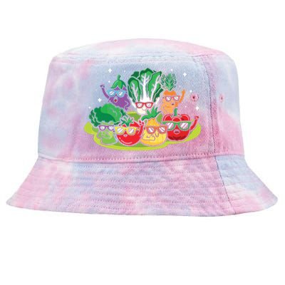 Veggie Vegetables Vegan Vegetarian Funny Veggies Sunglasses Tie-Dyed Bucket Hat