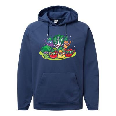 Veggie Vegetables Vegan Vegetarian Funny Veggies Sunglasses Performance Fleece Hoodie