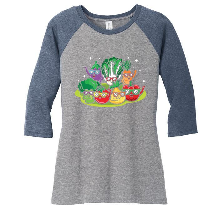 Veggie Vegetables Vegan Vegetarian Funny Veggies Sunglasses Women's Tri-Blend 3/4-Sleeve Raglan Shirt