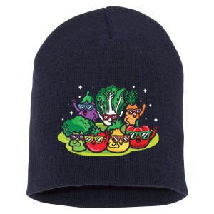 Veggie Vegetables Vegan Vegetarian Funny Veggies Sunglasses Short Acrylic Beanie