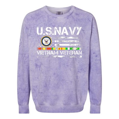 Vietnam Veteran Vintage US Flag Military Vet Gift Colorblast Crewneck Sweatshirt